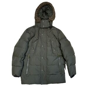 Marc New York Gattaca Down Puffer Parka Mens M Olive Green Faux Fur Hood‎ Coat